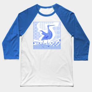 egret bird in talavera nest in mexican pattern art ecopop in blue light Baseball T-Shirt